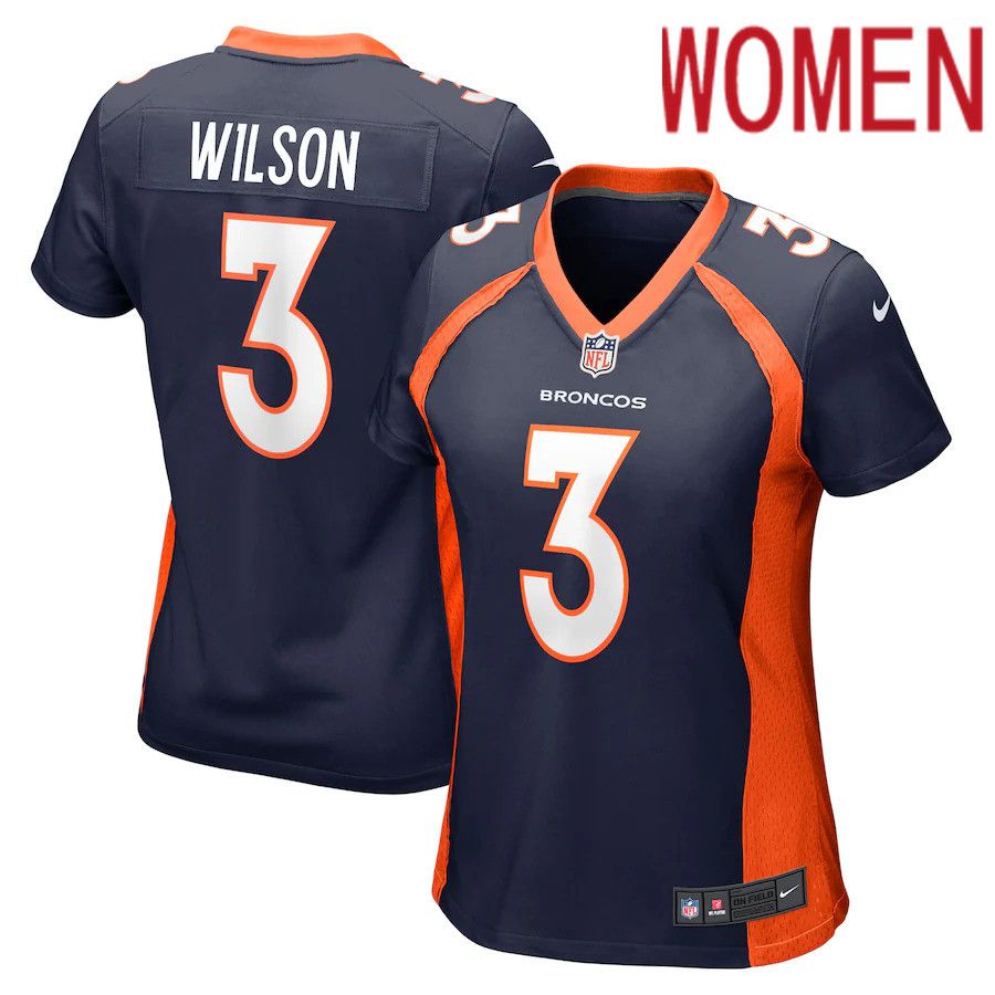 Women Denver Broncos #3 Russell Wilson Nike Navy Alternate Game NFL Jersey->denver broncos->NFL Jersey